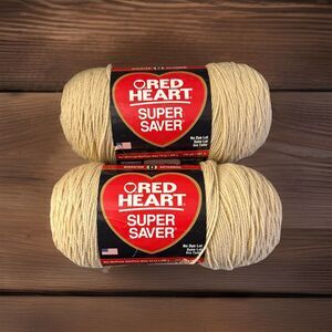 Red Heart Super Saver Yarn Lot | Buff Chamois Bufalo | 2 Skeins - 28 Oz Total